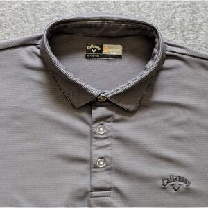 Callaway‎ Opti-Dri Golf Polo Shirt Mens XL Gray Striped Performance Shirt